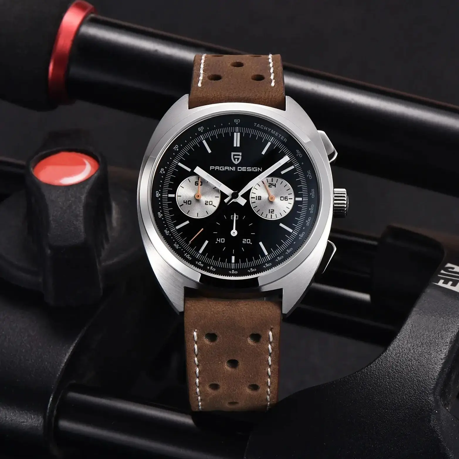 PAGANI DESIGN Men's Watches Retro Sport Panda dial Quartz Watch Men Stainless steel Turtle Back Chronograph Wrist Watch 2026 New view 5