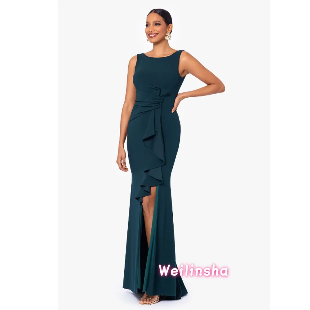 Customized Mermaid  Mother of The Bride Dresses Side Slit Draped Backless  Women Wedding Guest Dresses Party Wear