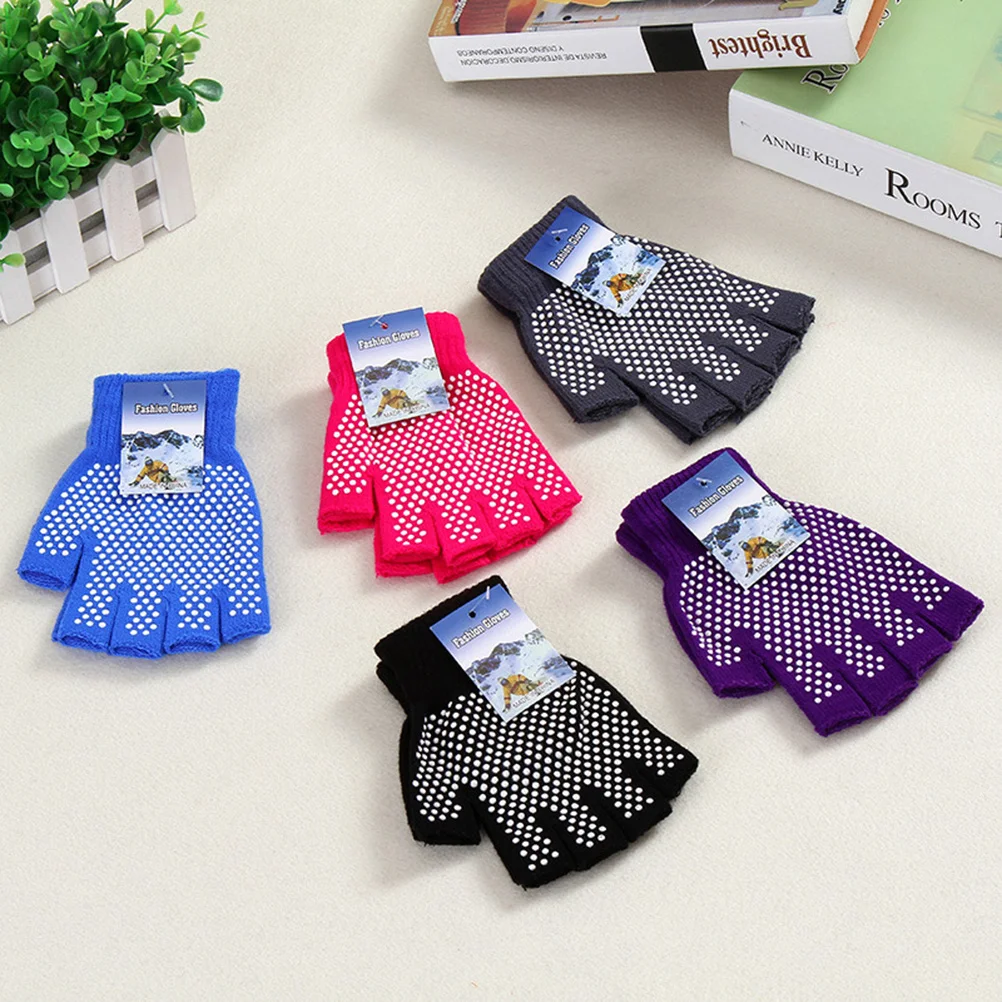 

4pcs Anti-Slip Yoga Gloves Half Finger Cotton Knitted Fitness Workout Hand Warmers For Gym Skiing Cycling Exercise