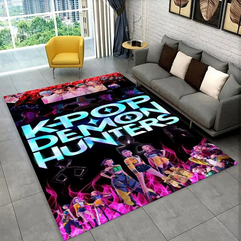 KPop D-Demon Hunters Saja Boys Cartoon Non-Slip Area Rug for Living Room,Bedroom,Playroom,Carpet Floor Mat Home Decor Rug