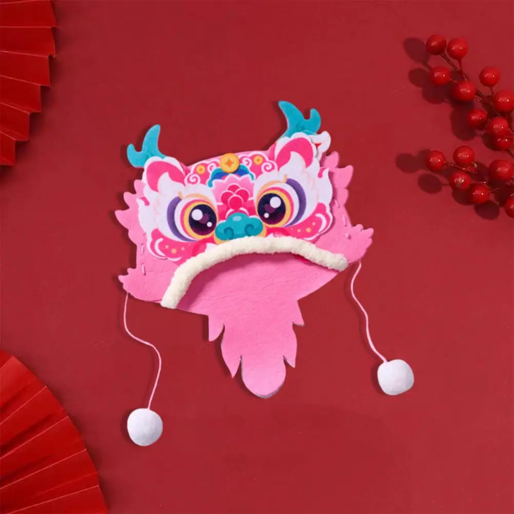 

Toddlers Dragon Head Hat Chinese New Year Dragon Head Hat Diy Kit for Kids Non-woven Fabric Material Spring Festival Photo Prop