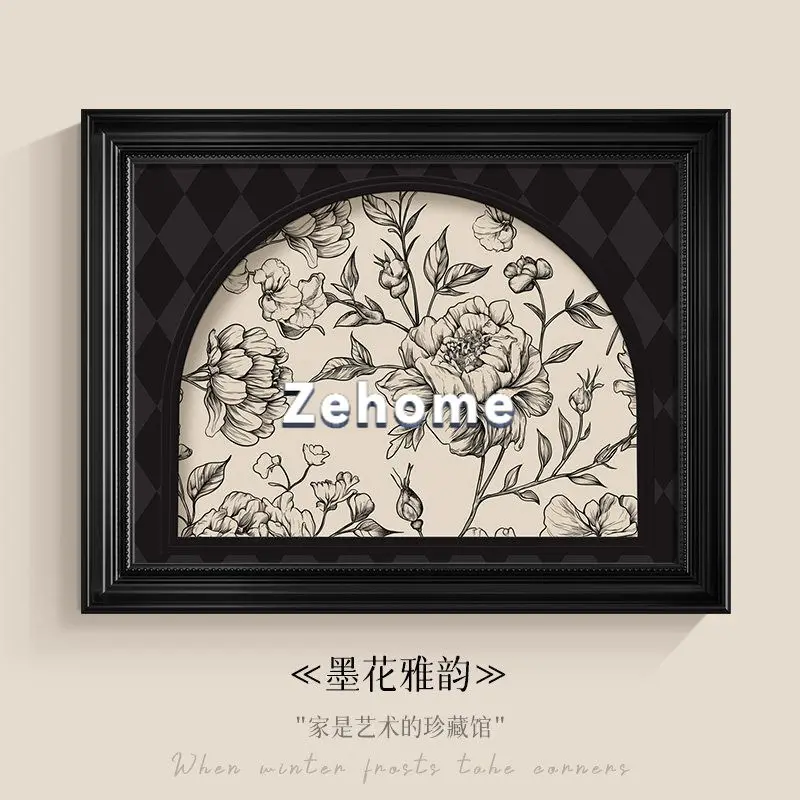 French black and white flower meter box hanging painting antique advanced induction distribution box network cable box switch