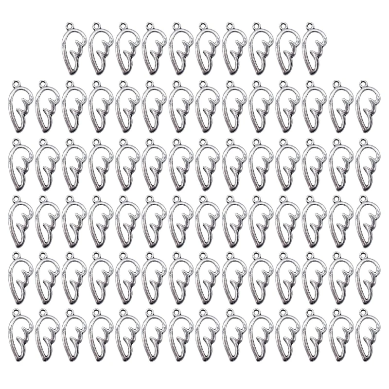 Bulk Pack of 80 Angel Wing Pendants for DIY Jewelry Making Alloy Charm Pendant Drop Shipping