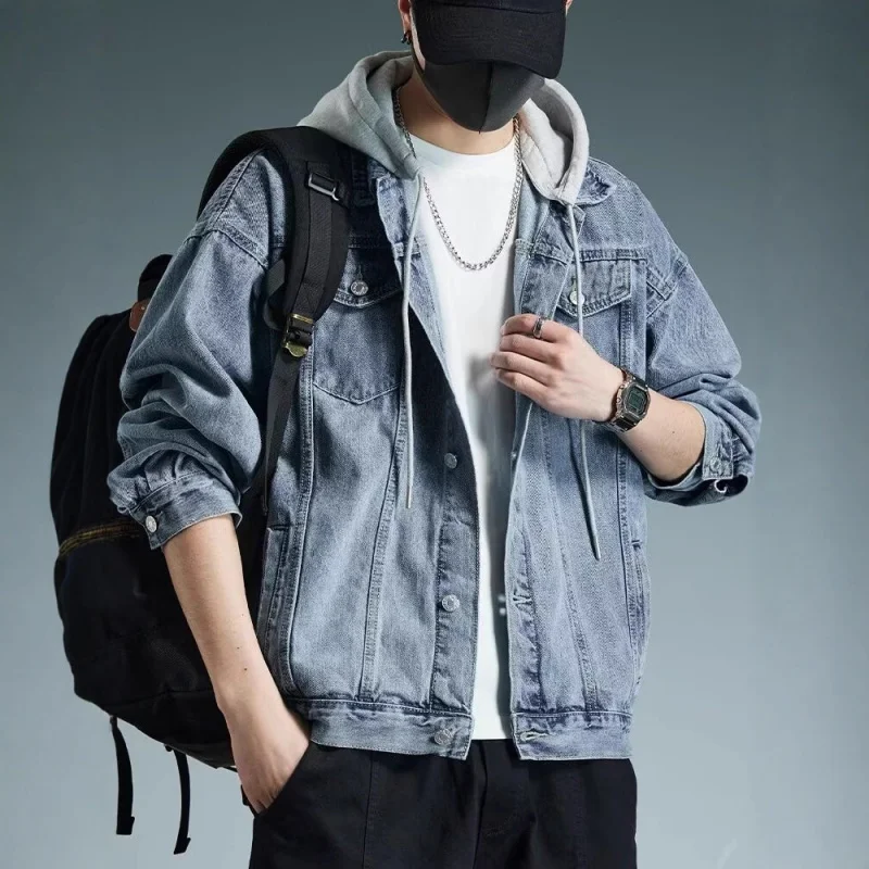 

Стильные мужчины, модные весенне-осенние модели, стиль Ins, с капюшоном, свободный крой, универсальное пальто, модная корейская версия