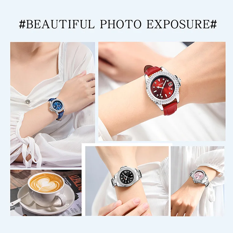 OFNS2025 New 1563Calendar Night Light Display Luxury Diamond Elegant Light Luxury Premium Waterproof Quartz Women's Watch Gift