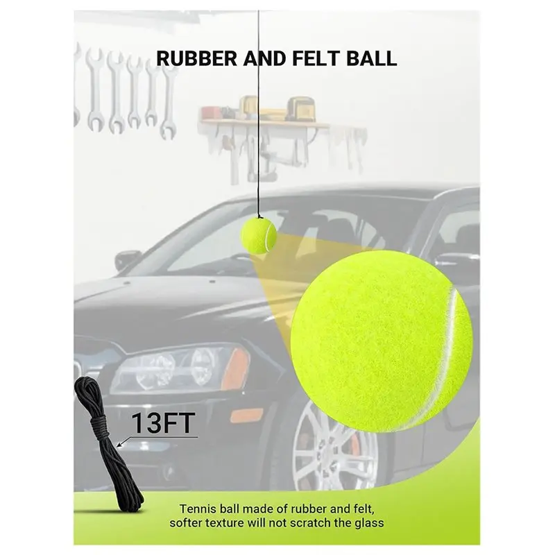 كرة تنس AWAH للمساعدة في ركن السيارة مكونة من قطعتين مع سلسلة غير مرنة وإبزيم قابل للتعديل، مؤشر إيقاف السيارة الدقيق للمرآب #3