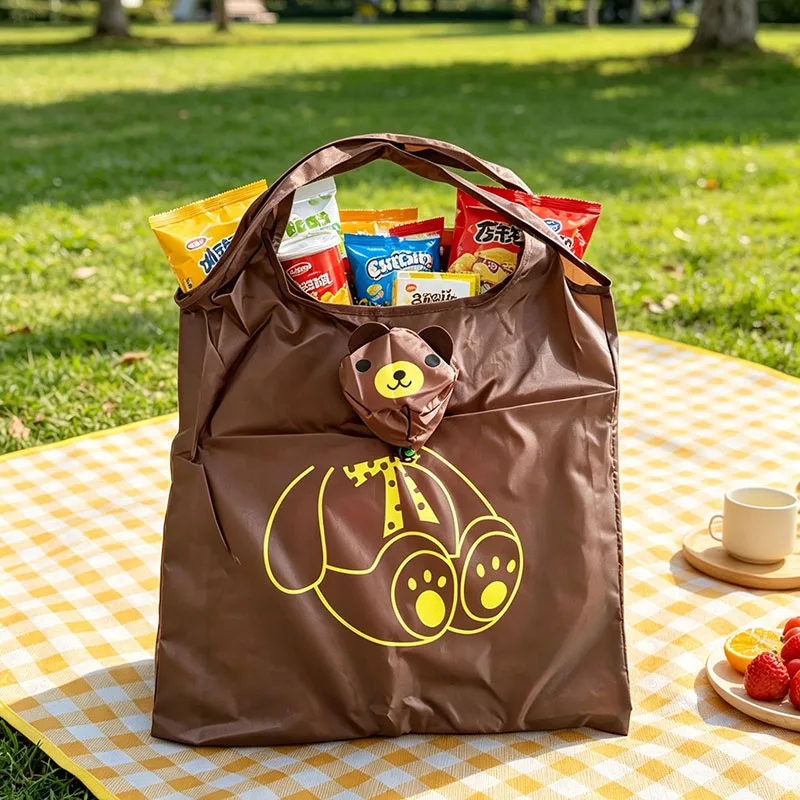 Ultra Light Shopping Bag with Drawstring Supermarket Grocery Portable Handbag Durable Storage Organizer for Daily Use