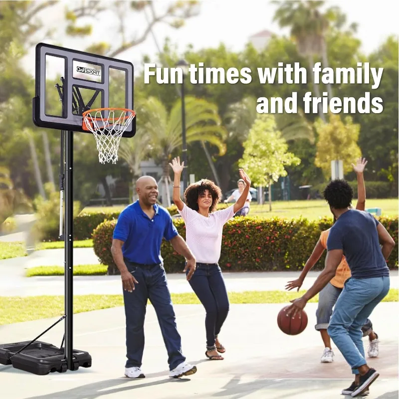 Portable Basketball Hoop Outdoor, 4.8-10FT Height Adjustable Basketball Hoop Goal System