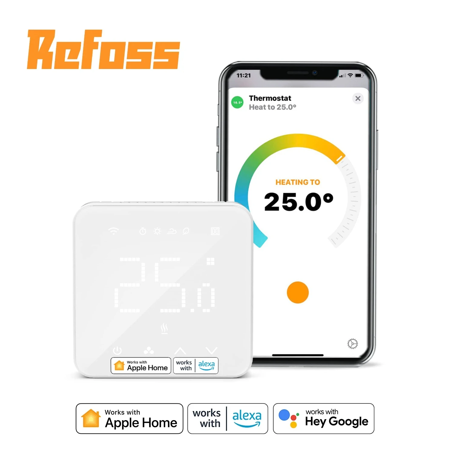 

Умный термостат Refoss HomeKit Wi-Fi, регулятор температуры для котла/водяной системы подогрева пола, сенсорный экран