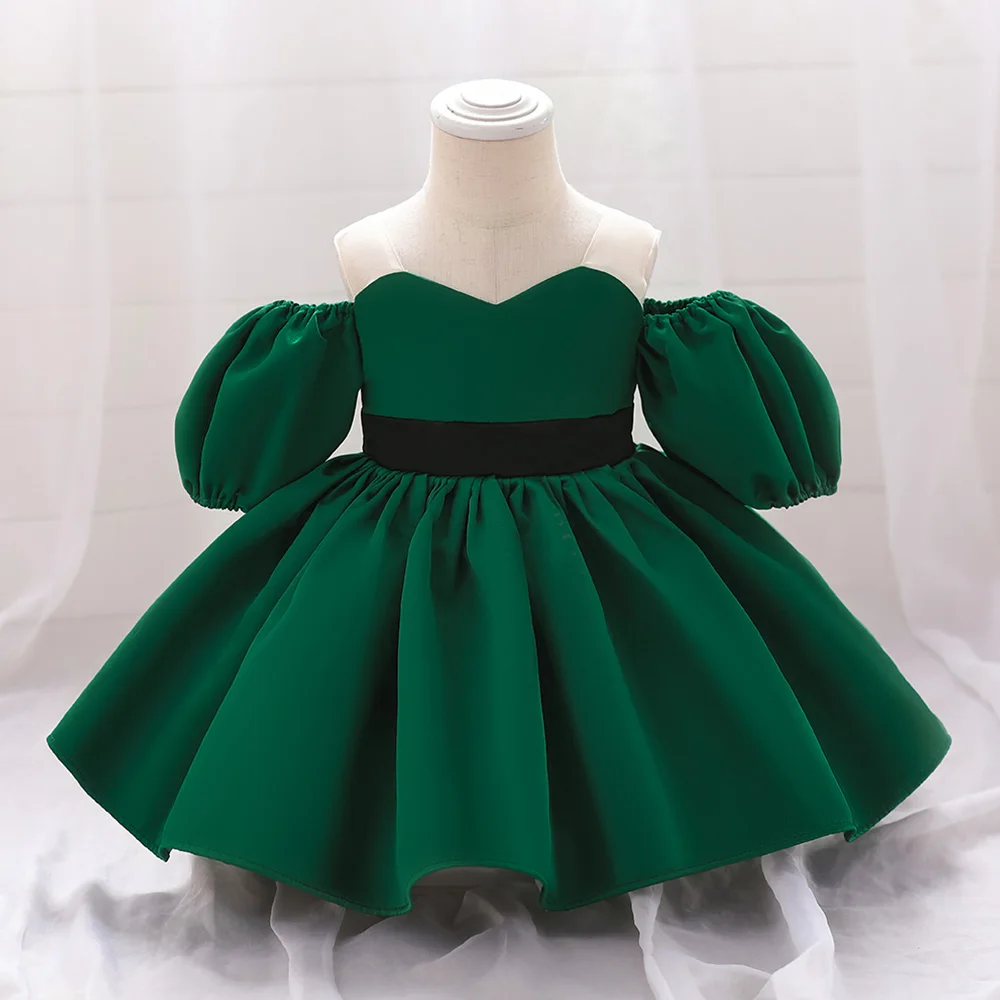 Baby Christmas Dress For Girls Toddler 1 Year Birthday Wedding Party Dresses Lantern Sleeve Girl Princess Green Xmas Costumes