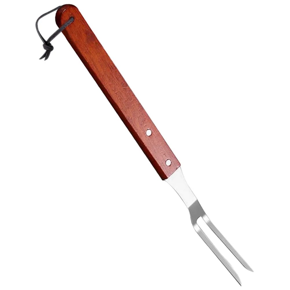 

BBQ Fork Spatula Set Meat Skewer Roasting Stick Tools Major Reusable Barbecue Wood Handle Stainless Steel Grill Rod Needle
