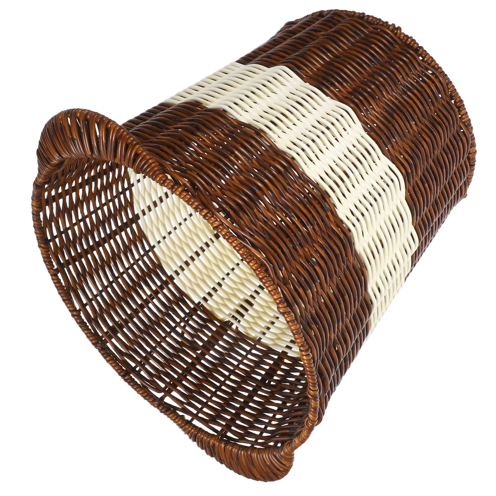 

Woven Trash Basket Imitation Rattan Design Spacious Office Waste Bin For Desk Home Bathroom Kitchen Plastic Garbage