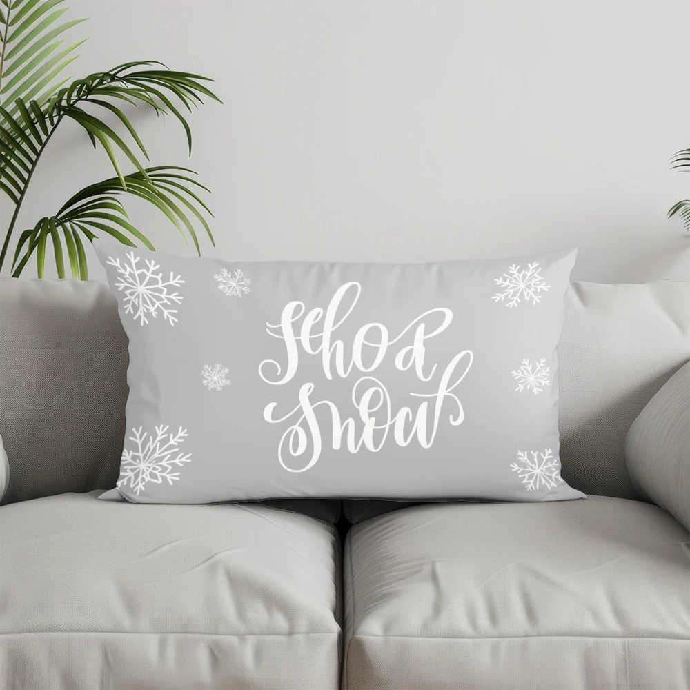 ديكور المنزل Merry Chehlmas ندفة الثلج وسادة غطاء مناسبة ل أريكة غرفة نوم سيارة وسادة غطاء وسادة مستطيلة الظهر وسادة #5