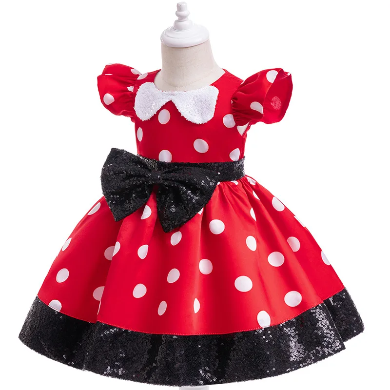 Kids Girl Princess Dress Cartoon Csoplay Dress Sequin Puff Sleeve Children Birthday Party Costume Summer Toddler Outfit