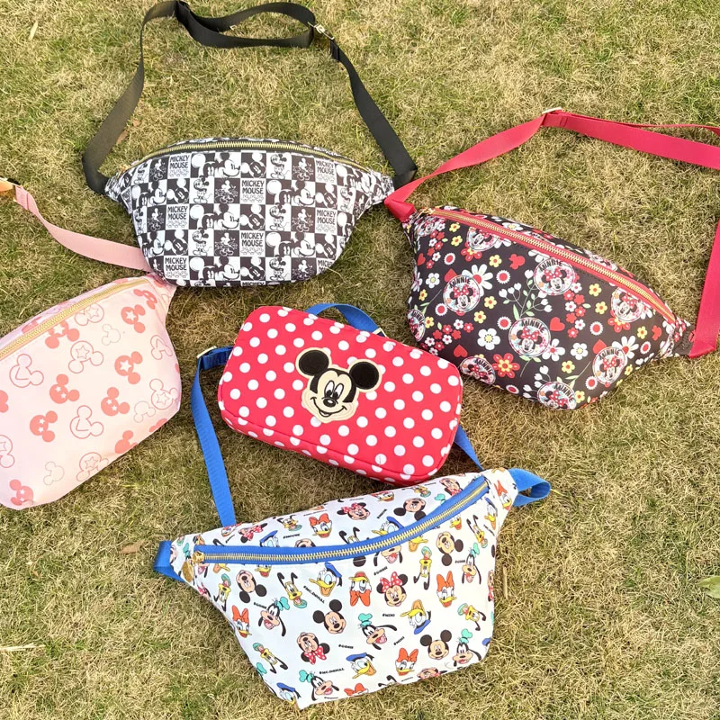 2Size Nylon Disney Mickey Mouse Chest Bags Outdoor Cartoon Children Waist Pack Fanny Bag for Fitness Gym Belt Pouch Party Gift