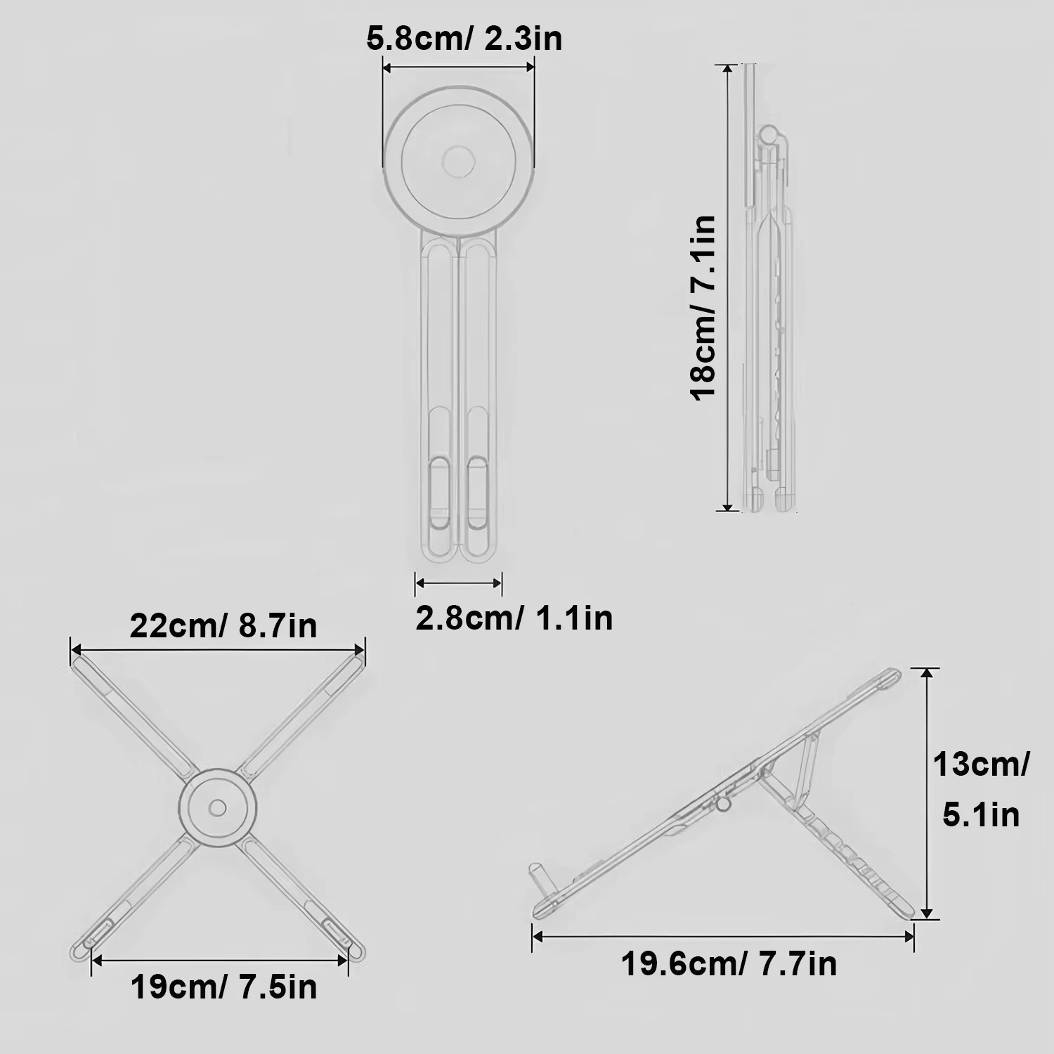 Magnetyczny składany uchwyt na telefon Lenovo, przenośny, wielofunkcyjny, aluminiowy statyw do tabletów, telefonów i laptopów. — zdjęcie produktu 6