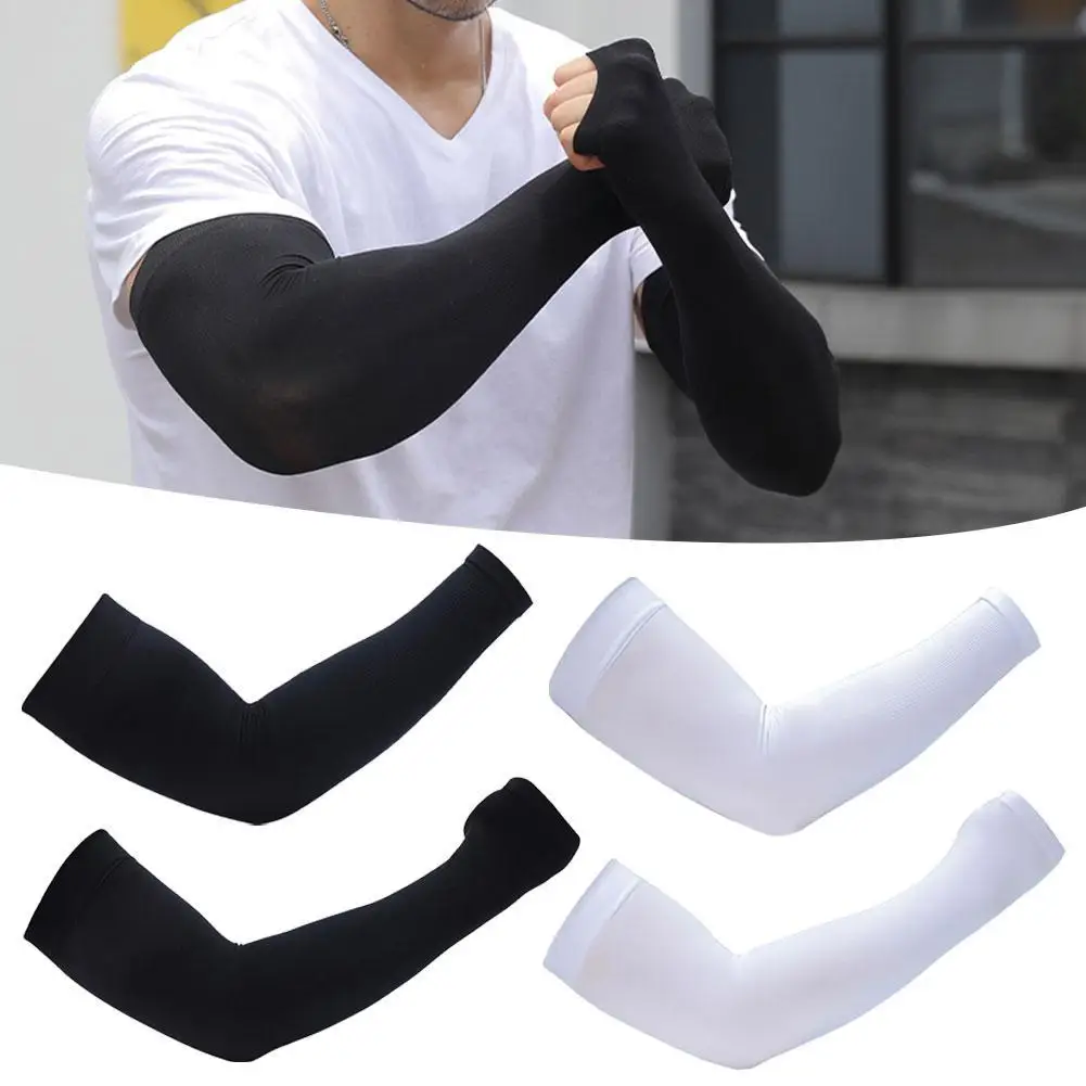 

1 Pair Summer Sunscreen Sleeves Ice Silk Men's Plus Size Arm Protection UV Protection Gloves Arm Sleeves Quick Dry Arm Warmer