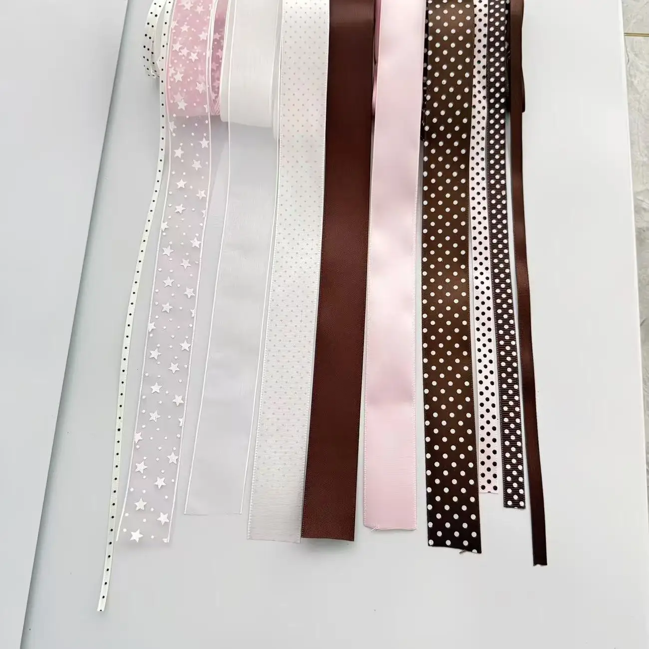10-teiliges Set koreanischer Stil Ins Kaffeepulver Polka Dot Stern Schleifenband DIY Bar Dekorationsmaterial Paket Geschenkband – Detail 3