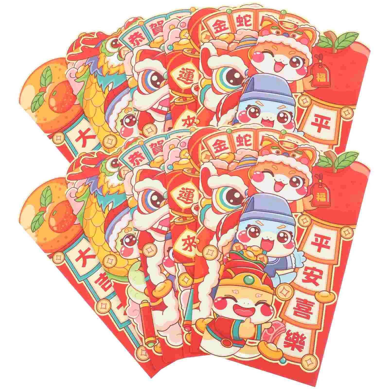 12 Pcs New Year Red Envelope Bag Wedding Envelopes Cartoon Chinese Money Holder Hong Bao