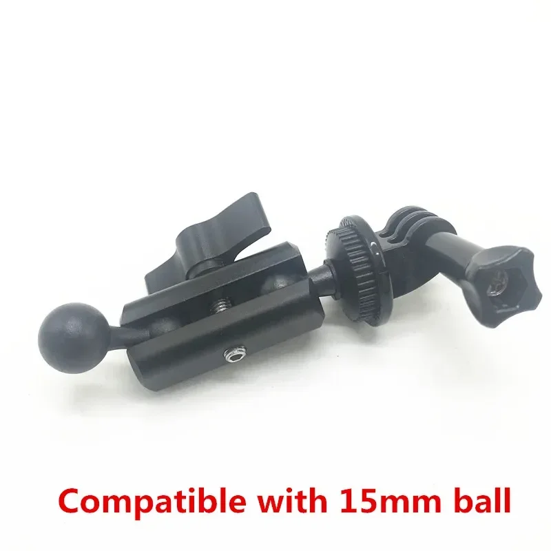 Dual Ball Mount Holder 15mm to 15mm Adapter Double Socket Arm Clamp Joint Connecting Rod 1/4\