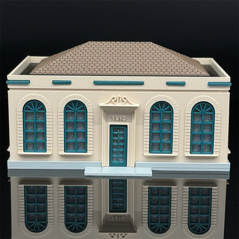 Classic 1/87 HO Scale Post Office Diorama Exquisite Building Miniature Model DIY Plastic Assembly Model Kit Hobby Collection Toy