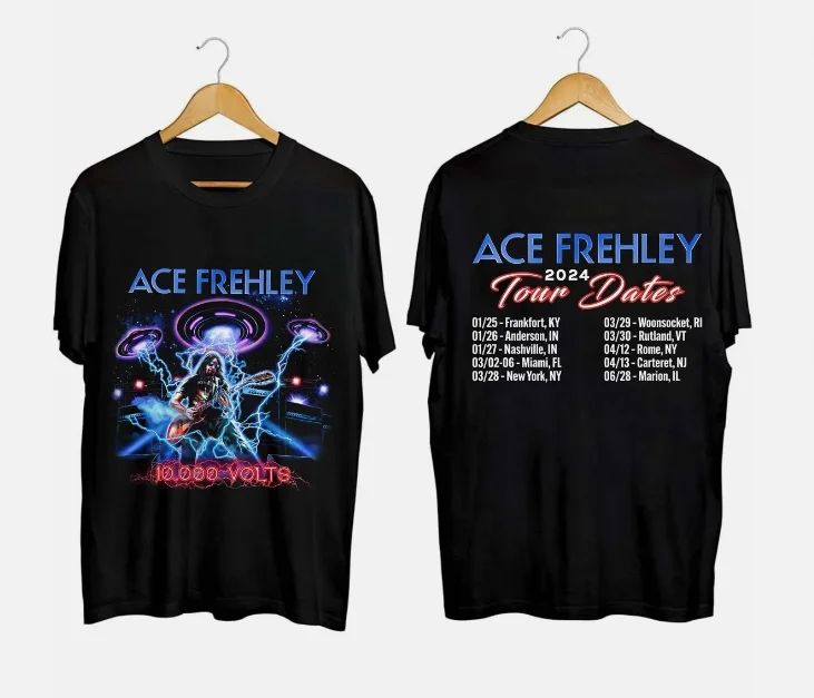 Ace Frehley 2024 Tour Dates Black Cotton T-Shirt