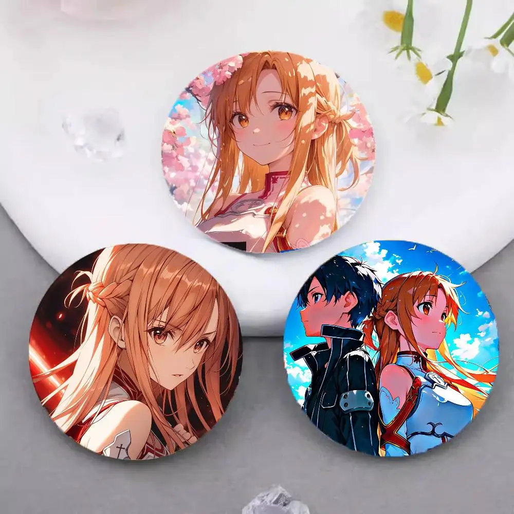 Asuna الرسوم المتحركة S-Word A-Art O-الإنترنت شارات أنيمي شارة ليزر مستديرة الكرتون بروش الملابس ظهره اكسسوارات التلبيب #4