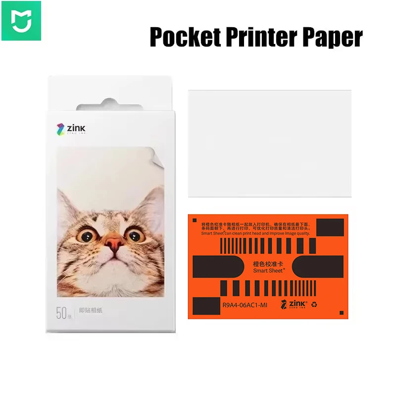 Original MIJIA ZINK Pocket Printer Paper Self-adhesive Photo Print 50pcs Sheets For Xiaomi 3-inch Mini Pocket Photo Printer