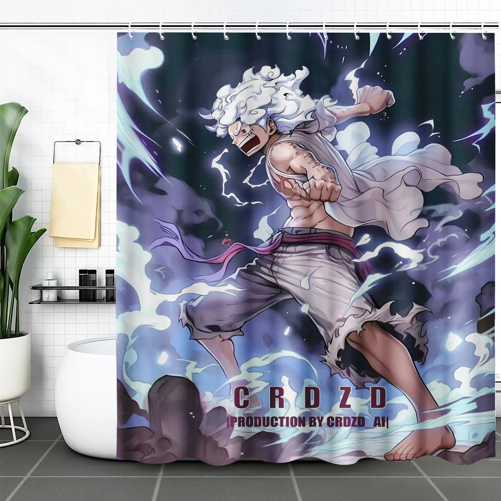 Monkey D Luffy Shower Curtain Sullivan Cartoon Sets Full Setluxury Funny Accessories Bathroom Cute Bath Curtains Toilet