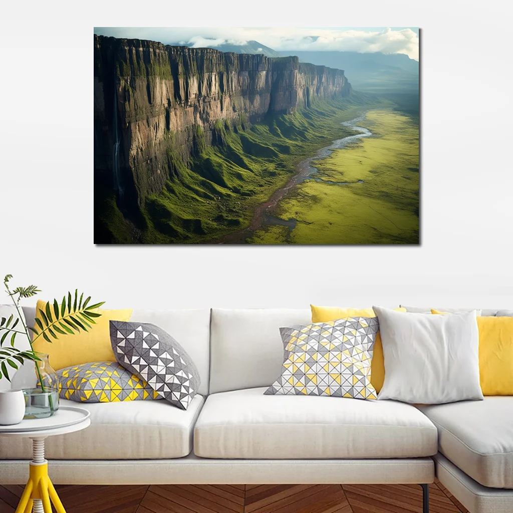 Real Photo Scenery of Mount Roraima in Venezuela Landscape Canvas Painting Print for Office Room Wall Decor