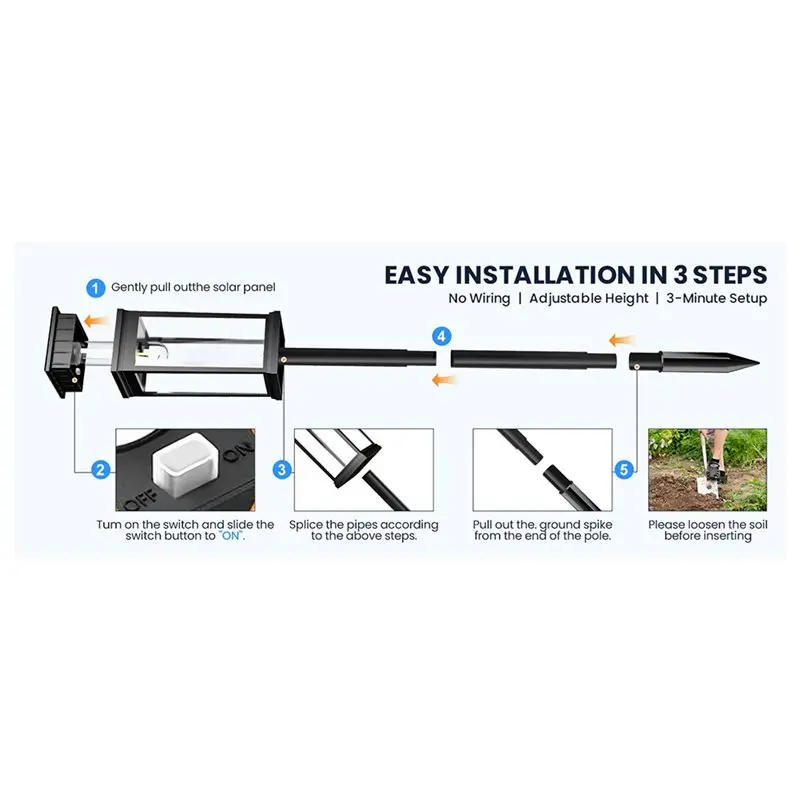 [A93Z!】 IP65 Waterproof 8 Pack Square Solar Pathway Lights Outdoor Warm White LED Auto On/Off For Walkway Garden Driveway Decor