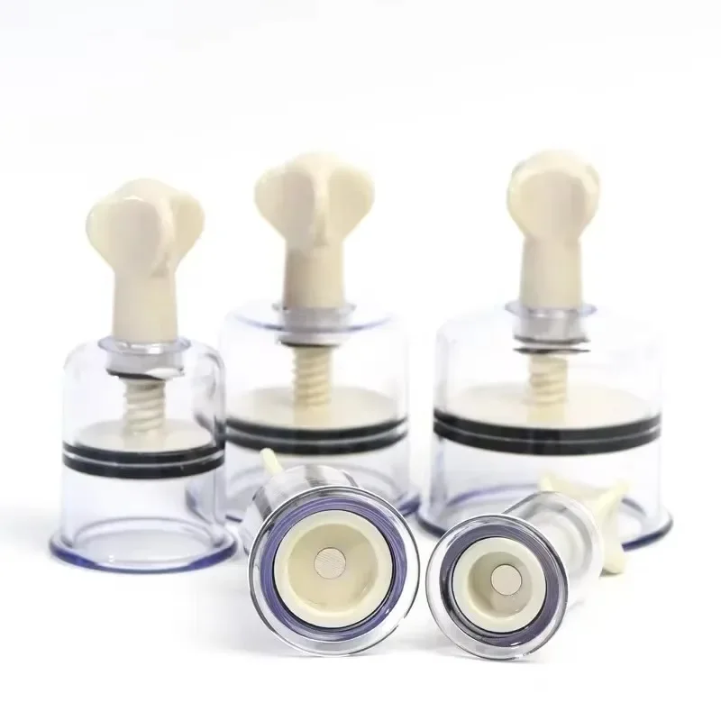 4pcs Rotating Handle Vacuum Body Massage Cans Suction Enhancer Anti Cellulite Acupuncture Vacuum Cupping Cups Nipple Aspirator