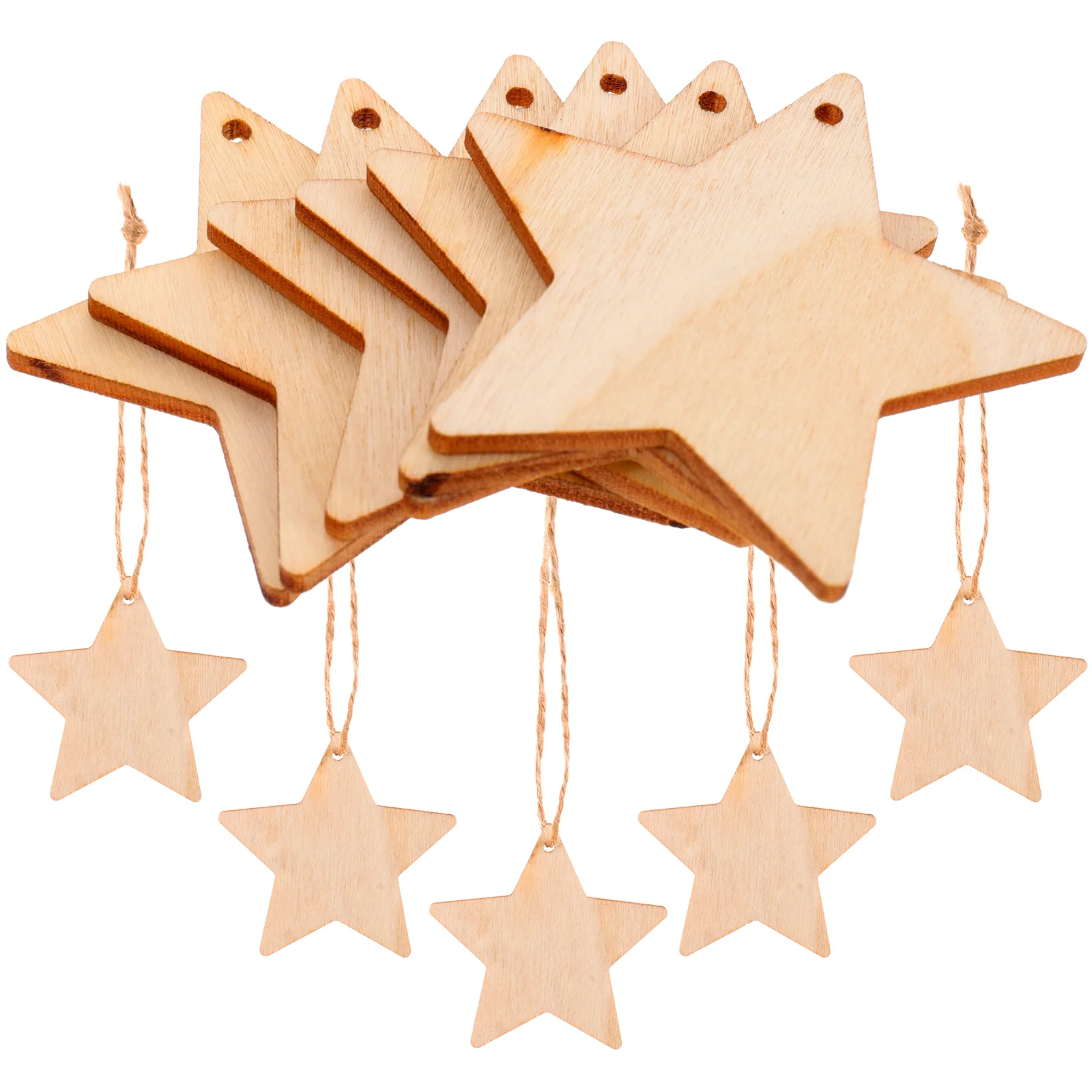 

50 set Five pointed Star Wood Slices Natural Blank Wood Craft DIY Decor Unfinished Wooden naments Gifts Tags Painting