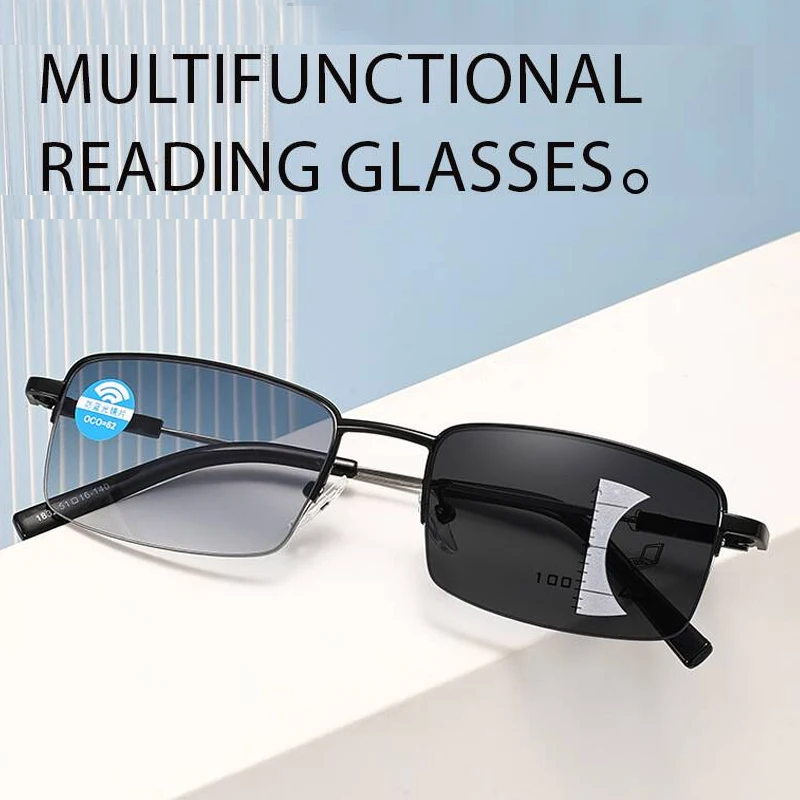 2025 Titan Photochrome Multifokale Lesebrille Männer Anti Blaues Licht Progressive Multifokus Lesebrille Frauen 1,0-3,5