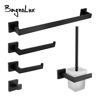 霧面黑浴室配件組 壁掛式不銹鋼衣鉤 衛生紙架 毛巾桿 廚房五金 10 最佳銷售 浴室配件套裝 - №10
