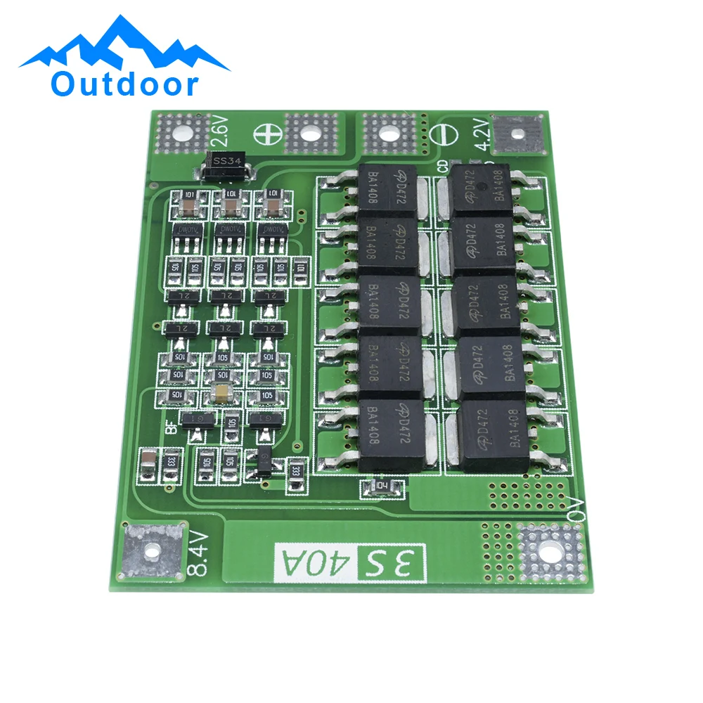 3PCS 3S Lithium Battery Protection Board 40A Enhanced Version Li-ion Battery Protection Module Charging Module Charging Board