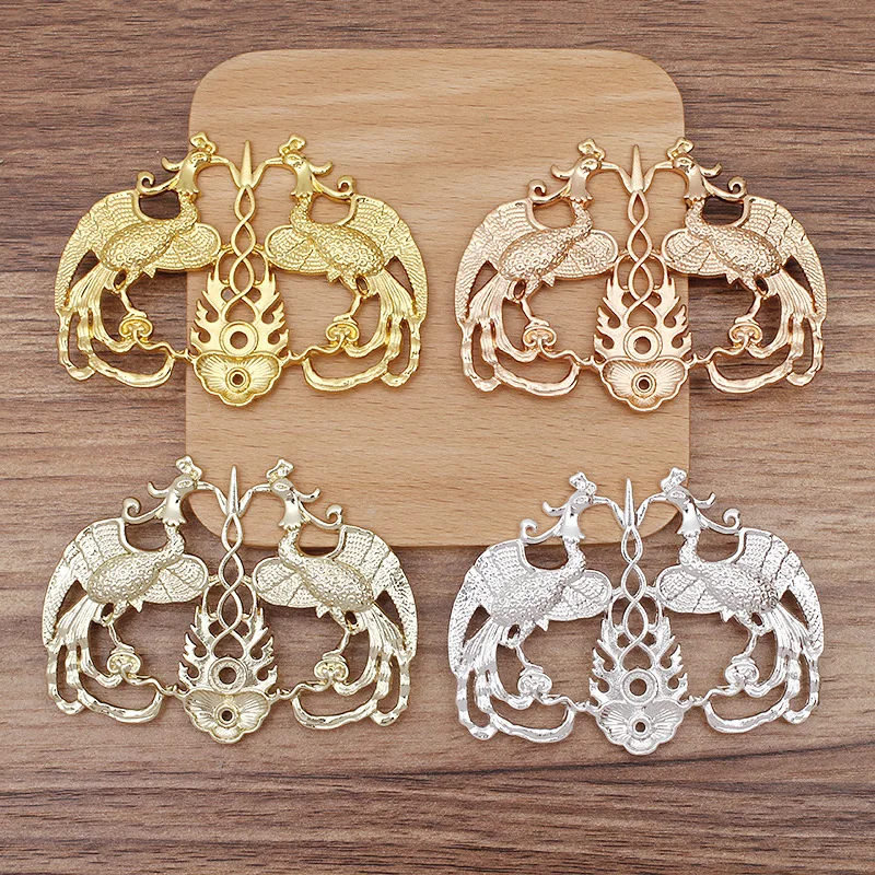 BoYuTe (10 Pieces/Lot) Metal Alloy 45*56.5MM Flaming Phenix Materials Hand Made DIY Retro Court Hair Jewelry Accessories