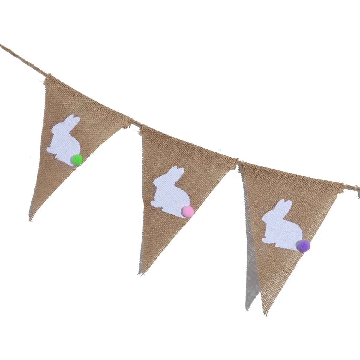 

2 Meters Bunny Rabbit Burlap Bunting Flags Vintage Jute Garland For Party Home Outdoor Decoration Decorations Easter Door