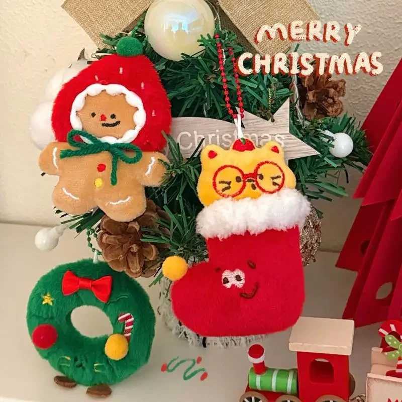 LLavero con colgante de muñeco de peluche de Navidad de dibujos animados, muñeco de peluche suave y creativo, colgante para mochila, accesorios decorativos