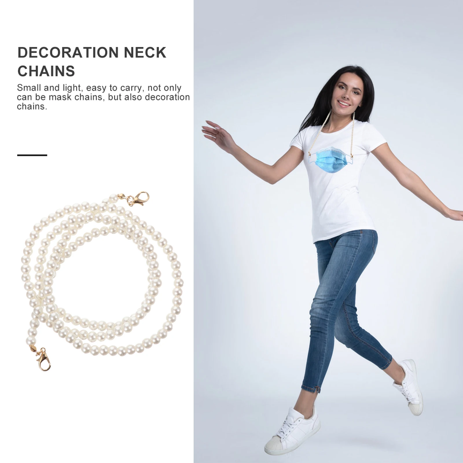 

3 pcs Anti Lost Pearl Eyeglass Neck Chains Stylish Mask Lanyards Portable Straps Travel Durable Fashion Artificial Necklace
