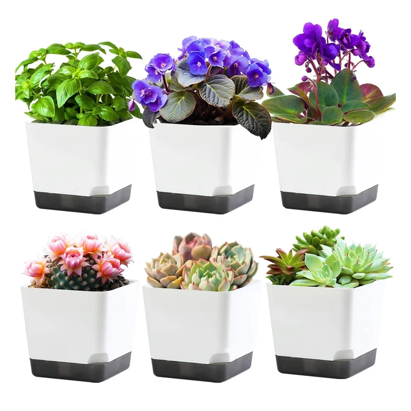 3.9 Inch Succulent Pots Set With Drainage Hole, 6 Pack Style Small Plant Pots Kit Flower Planters For Indoor Plants Gift Idea