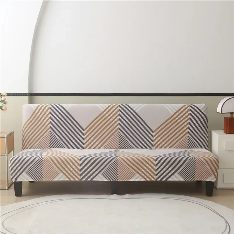 Printed milk silk elastic armless folding sofa bed cover all-inclusive anti-dirty sofa cover