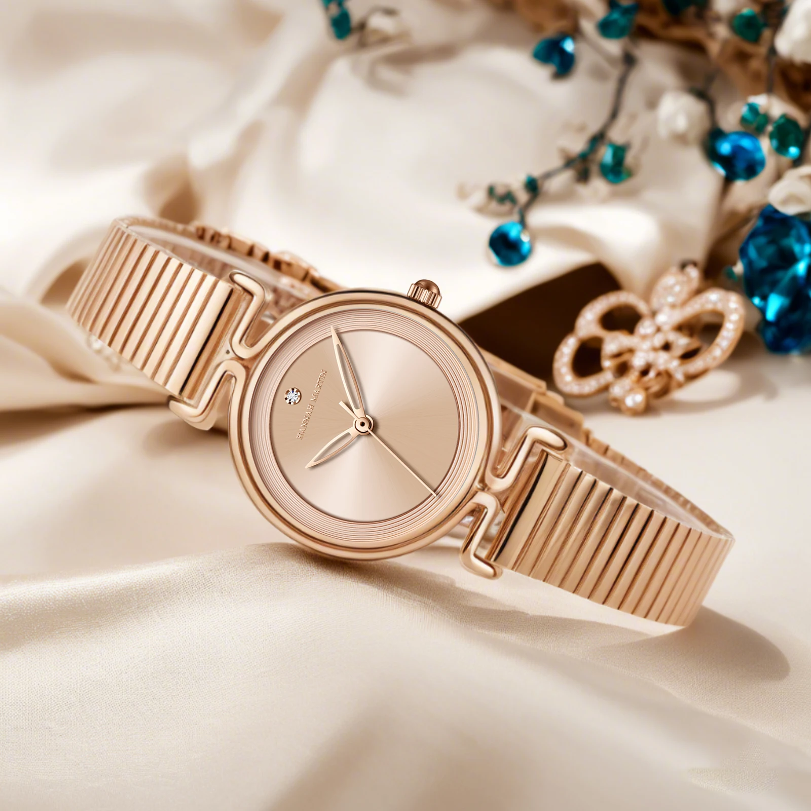 Hannah Martin Top Brand Original Women's Watch 29mm Mini Dial Rose Gold Luxury Fashion Japanese Quartz Movement Watch for Women