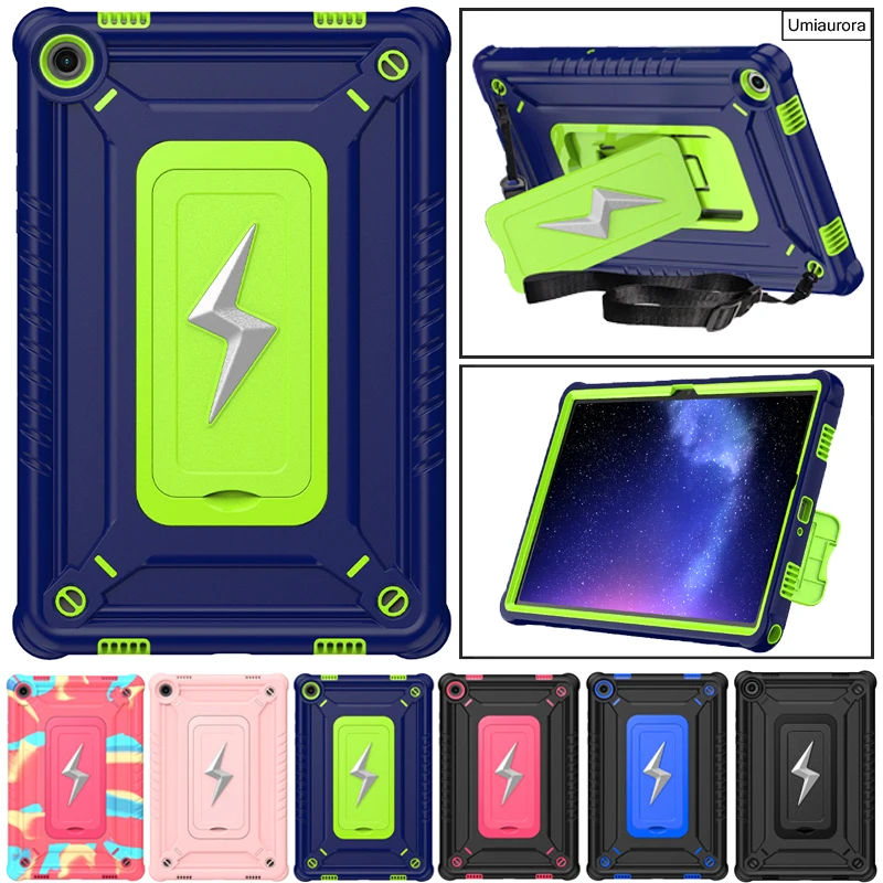 

For Lenovo Tab 10.1 inch 2025 TB311FU TB311XU Shockproof Silicon PC Tablet Cover Capa Kickstand Shoulder Strap Armor Case Funda