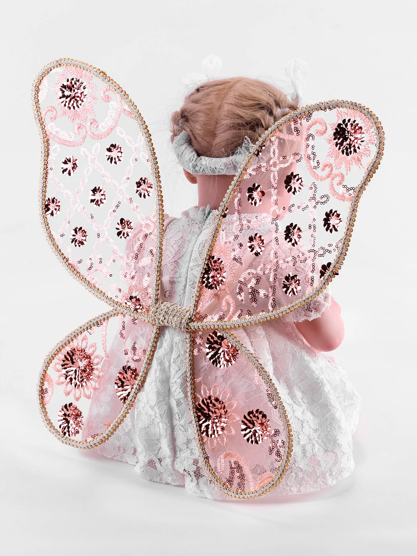 Ailes de papillon en maille à paillettes or rose, ailes d'aviation en dentelle, bébé et enfant, 2 tailles, cadeaux de vacances, accessoires de performance