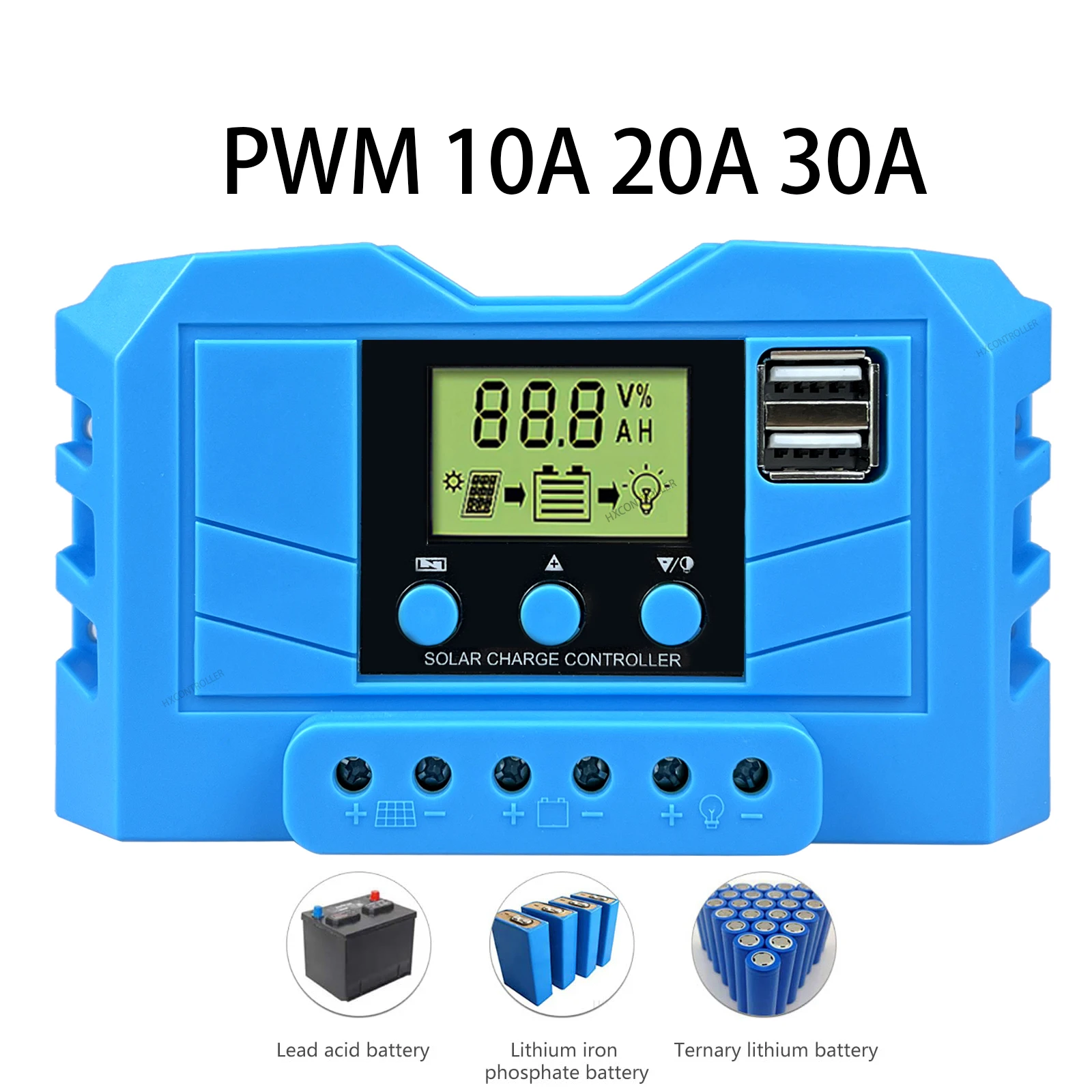 

12V/24V 10A/20A/30A Solar Charge Controller LCD Function Dual USB Solar Cells Panel Battery Charge Regulator