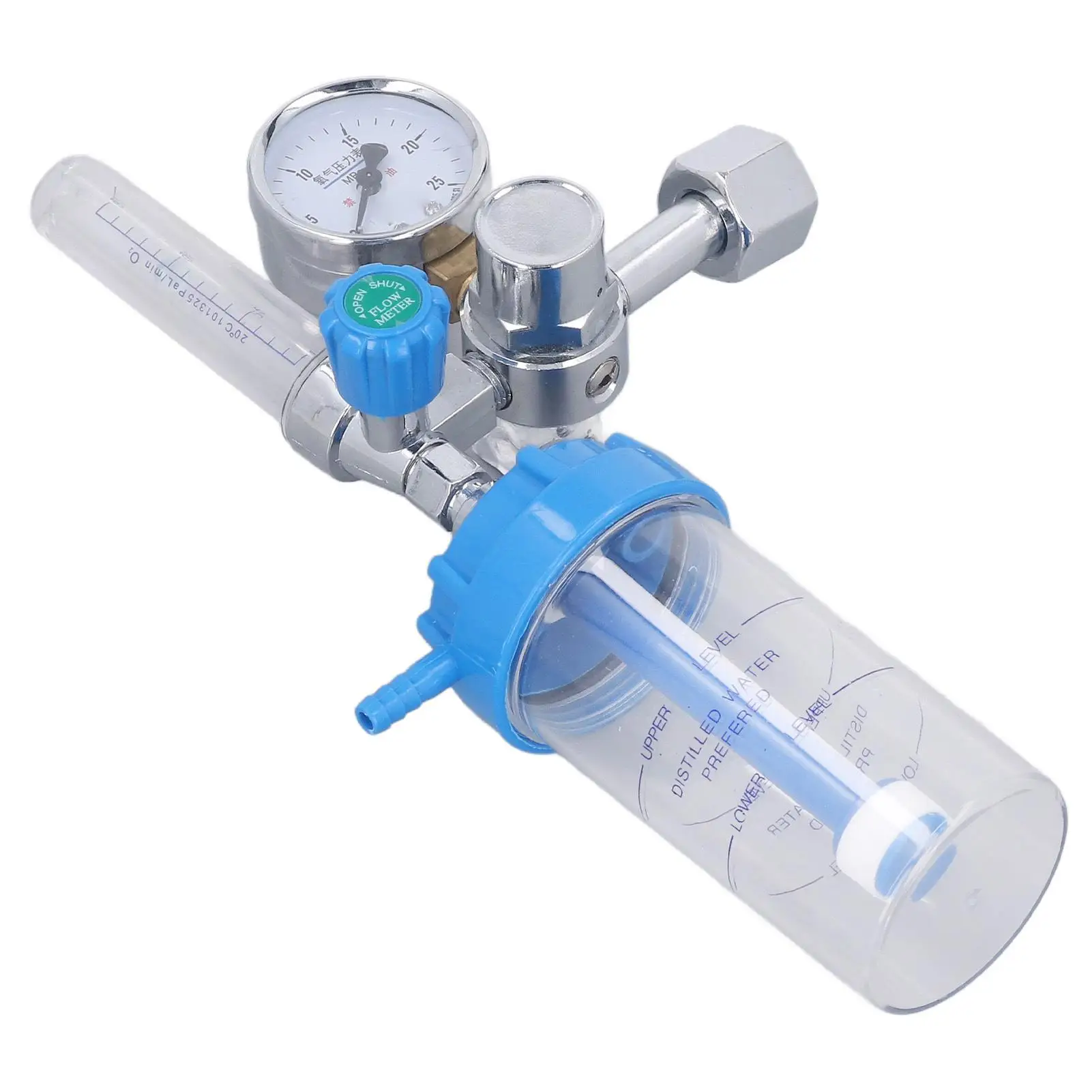 High Accuracy Oxygen Pressure Regulator 5/8 Inlet, Compact Aluminum Alloy Buoy Type Inhalator for Hospitals