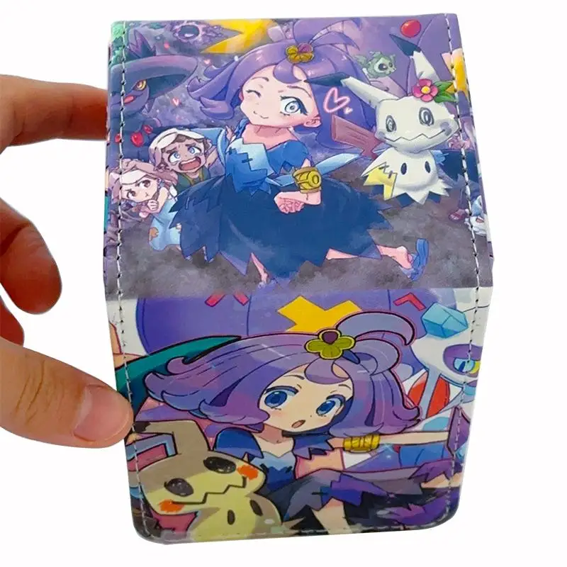 Acerola Mimikyu PTCG DTCG DIY 대용량 가죽 카드 상자 두꺼운 애니메이션 게임 컬렉션 카드 보관 상자 8*8.5*10.5cm