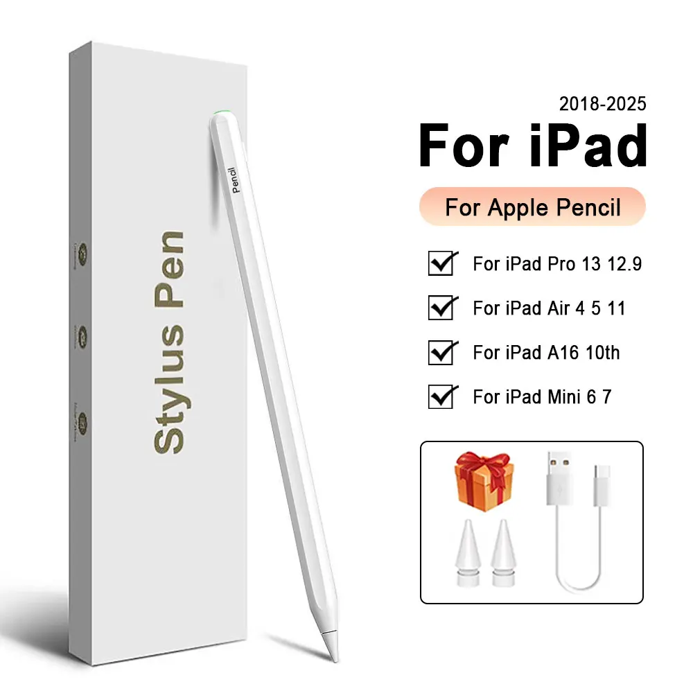 For Apple Pencil For iPad A16 10th Generation Pro 12.9 Air 13 11 M3 2025 M4 Air 6 4 5 8th 9th Mini 7 10.9 Stylus Pen Accessories