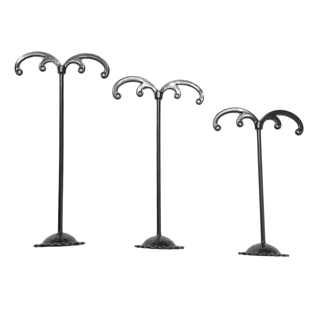 

3pcs Earrings Stand Black Desktop Show Rack Jewelry Display Holder Organizer Lightweight Metal Base Storage Home Commercial Use